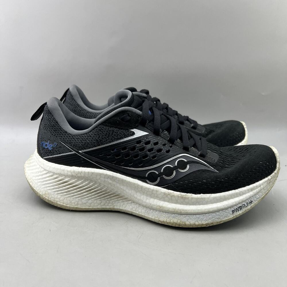 Saucony Ride 17 Running Shoes Women Size 7.5 Black White Mesh Comfort Sneakers